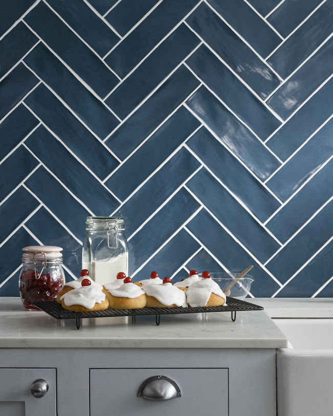  Blue  Herringbone Tiles  Bathroom Home Sweet Home Modern 